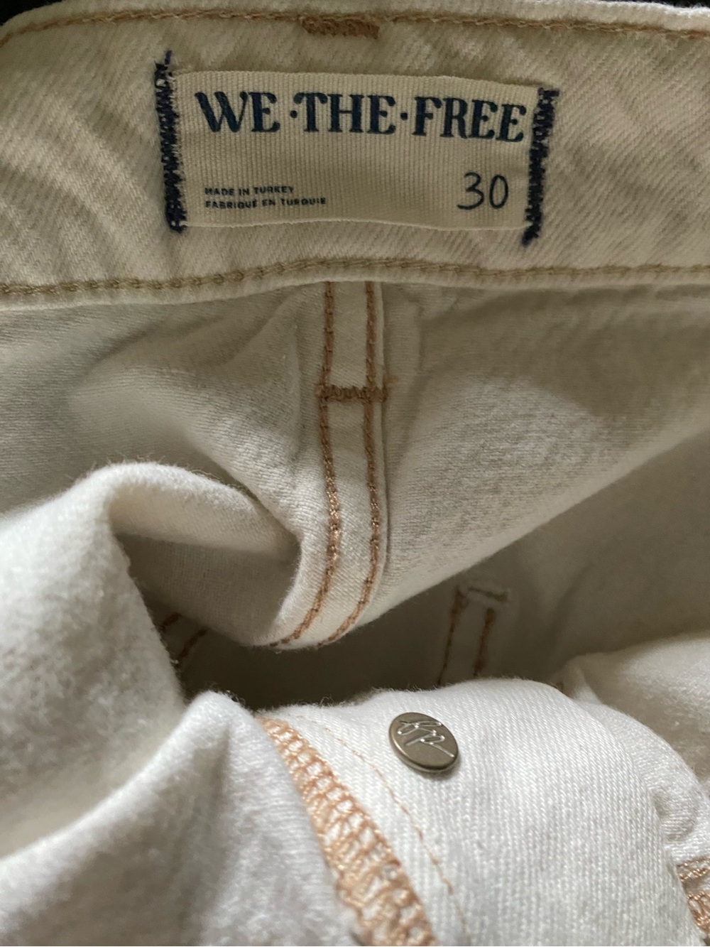 Free People We The Free Off-White Palmer Cuffed Wide-Leg Jeans Size 30 - Picture 6 of 6